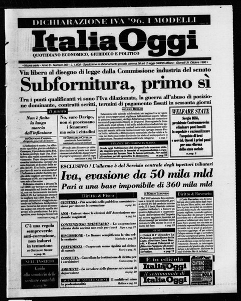 Italia oggi : quotidiano di economia finanza e politica